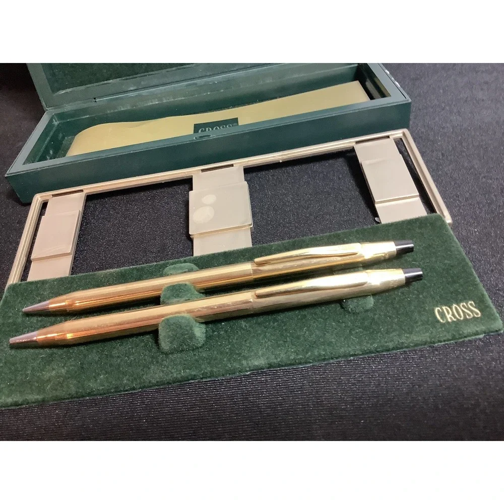 Vintage Cross 1/20 10k Gold Filled Pen & Pencil Set W Brochure And Original Case